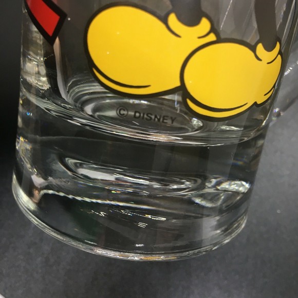 Vintage Mickey Mouse Tall Glass Mug Cup with Handle Marked Disney - Picture 3 of 12